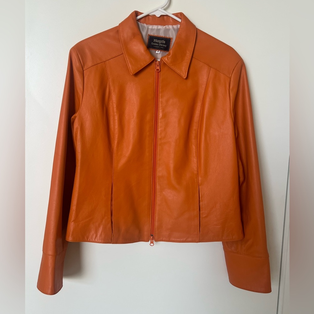 Bargello Leather Factory Florence Italy Orange Leather Jacket Size US M ~ 46 EU